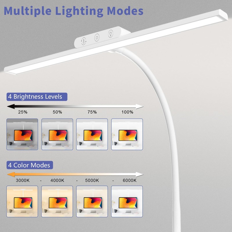 KableRika LED Desk Lamp with Base: Bright Desk Lights for