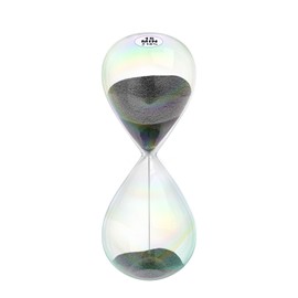 15 Minute Sand Timer Hourglass, 15M Sand Clock with Simple Biloba Puff Design,Large Black Sand Watch 15 Min Hour Glass Sandglass for Home,Desk,Office Decorative,Adults,Women (5.9inch)