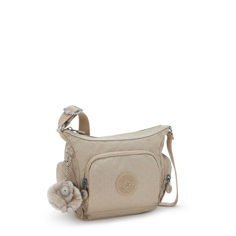 Kipling Gabbie Mini Printed Crossbody Bag Sign Beige Emb