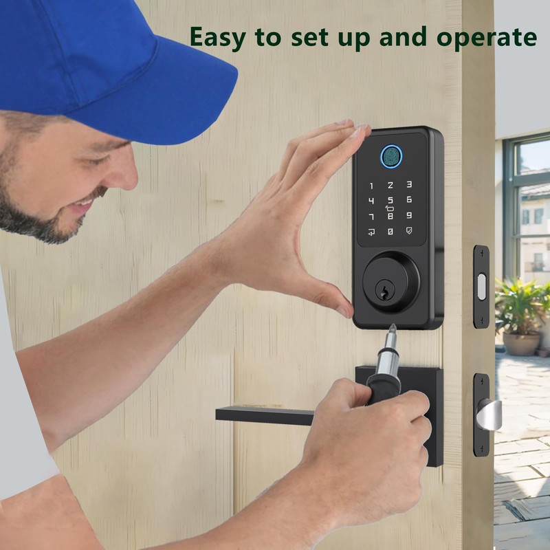 Secusly Smart Door Lock Set, Fingerprint Door Lock with Lever