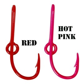 BT Outdoors Custom Colored Eagle Claw Hat Fish Hooks for Cap -Set of Two Hat pins- One Red and One Hot Pink Hat Hook Money/Tie Clasp