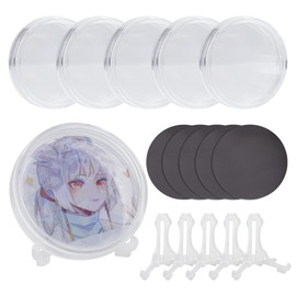 TEMLUM Can Badge Display Acrylic Case, Display Case, For Can Badges, Display Stand, Transparency, Storage, 2.2 inches (57 mm), Can Badge Storage, Prevents Loss, Fall Prevention, Hobby Storage Case,