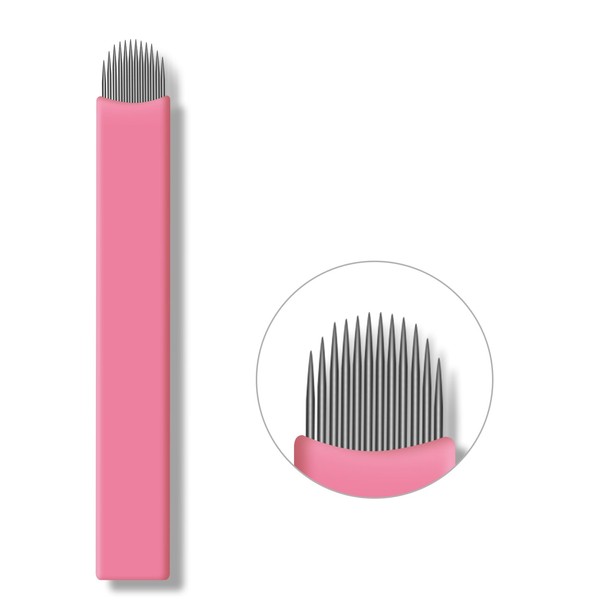 30PCS Nano Microblading Needles 0.15MM Pink Nano Fine Blade Tattoo