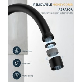 APPASO Kitchen Faucet with Side Sprayer, 2-Handle High Arch SUS304 Stainless Steel Black Kitchen Faucet with Pull-Out Side Spray for RV Laundry Utility Bar, 8-in 4-Hole Installation, Matte Black