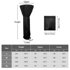Patio Heater Cover Waterproof Windproof Outdoor Garden Heater Cover Durable Oxford Heater Protection Case Dustproof Cover