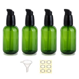 Apstaqeoo 4Pcs 80Ml Empty Lotion Pump Bottle Dispenser for Toiletries TSA Approved Pump Dispenser Leak-proof Plastic Travel Bottles Container with Label & Funnel for Cleaning Shampoo Cosmetic (Green)