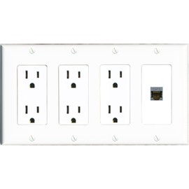RiteAV CAT6-SHIELDED Wall Plate 4 Gang with 3 x 15A Duplex Power Outlets