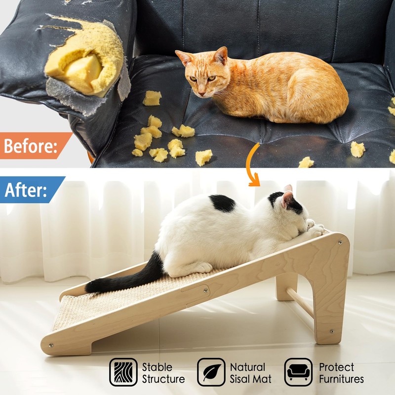 PETKARAY Cat Scratcher, Cat Sisal Scratching Ramp, L Shape Cat