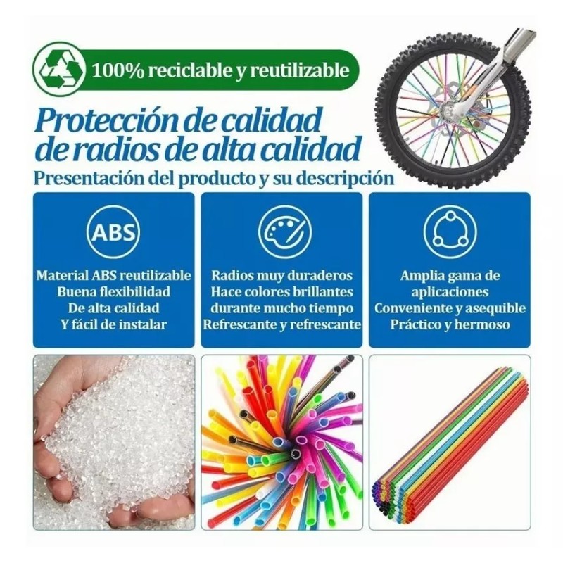 TECNOLOGÍA INFINITA 72pcs Popotes Cubre Rayos Motocross Popotes Spokes Bicicleta