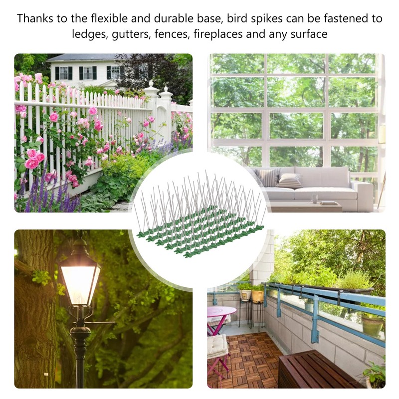 12Pcs Stainless Steel Bird Deterrent Spikes 25cm Anti Cat Crawling