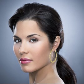 Yulovee 9ct Yellow Gold Filled Women's Twisted Rope Hoop Creole Earrings (40MM)