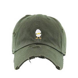 Chick Hatching Vintage Baseball Cap Embroidered Cotton Adjustable Distressed Dad Hat Olive