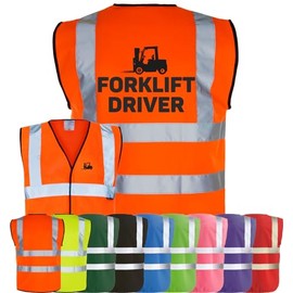 Corporate Togs FORKLIFT TRUCK DRIVER High Visibility Safety Vest Waistcoat Tabard, Health & Safety Compliant Vest, 2 Band & brace Hi-Vis Strips | Protective Safety Wear