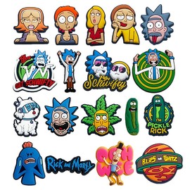 Rick Shoe Charms 18pcs Different Decoration for Teens Adults Clog Accessories Party Favor