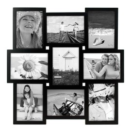 Malden International Designs 5 x 7 9-Opening Dimensional Collage Photo Wall Frame, Black