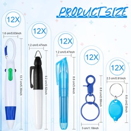 60 Pcs Mini Pens for Nurses Pen Badge Clip with Mini Highlighter Retractable Neon Nurse Pen LED Keychain Clip Flashlight Key Ring Nursing Ballpoint Pen for Nurse Kid Accessories (Blue,Keychain)
