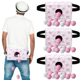 HappyAlley 4 Sets Baby Shower Game Bridal Shower Included 4 Elephant Shake Box and 4 Belts with 80 Balls Funny Activities Baby Party Table Tennis Twerk Games for Outdoors Indoors (Pink,Elephant)