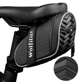 WOLFILIST Bike Seat Bag - Saddle Bag for Mountain and Road Bikes, Cycling Seat Pack with 3D Shell Design, Fits Under Seat (Black)