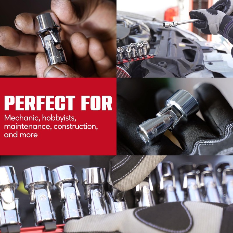 CROM Universal Flex Socket Set - 1/4 Inch Drive 6-Point