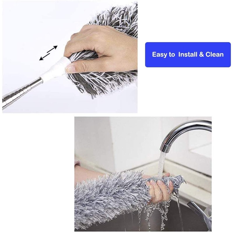 Lomida Microfiber Duster with Extension Pole(Stainless Steel), Extra Long 100