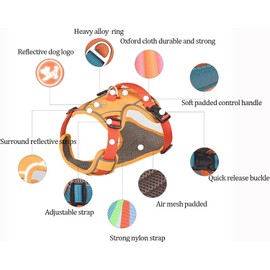 Dogs Kingdom Adjustable Choke Free Harness - Soft Padded Vest for Small Medium Dogs Walking Training - Easy Control Vest Harness with Reflective Strips,Green,L