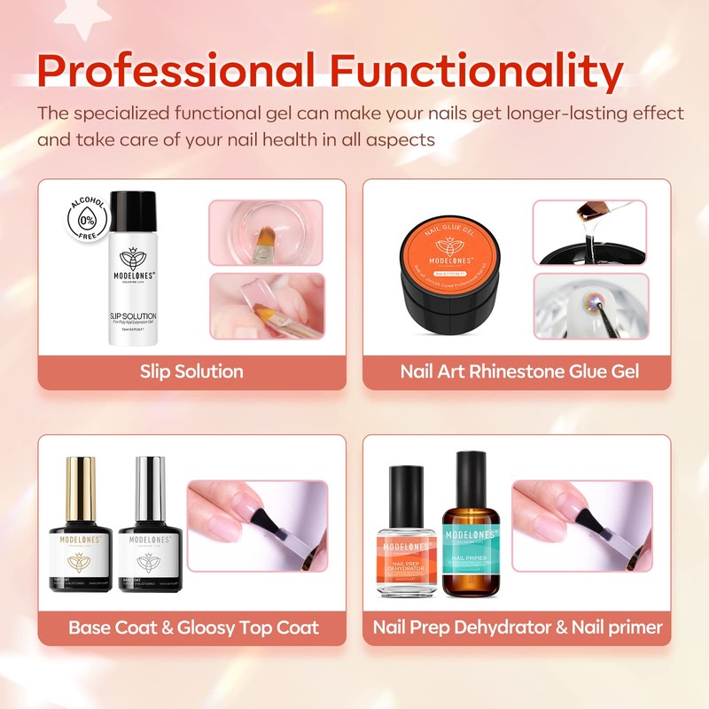 Modelones Poly Nail Gel Kit with 48W U V/LED Lamp