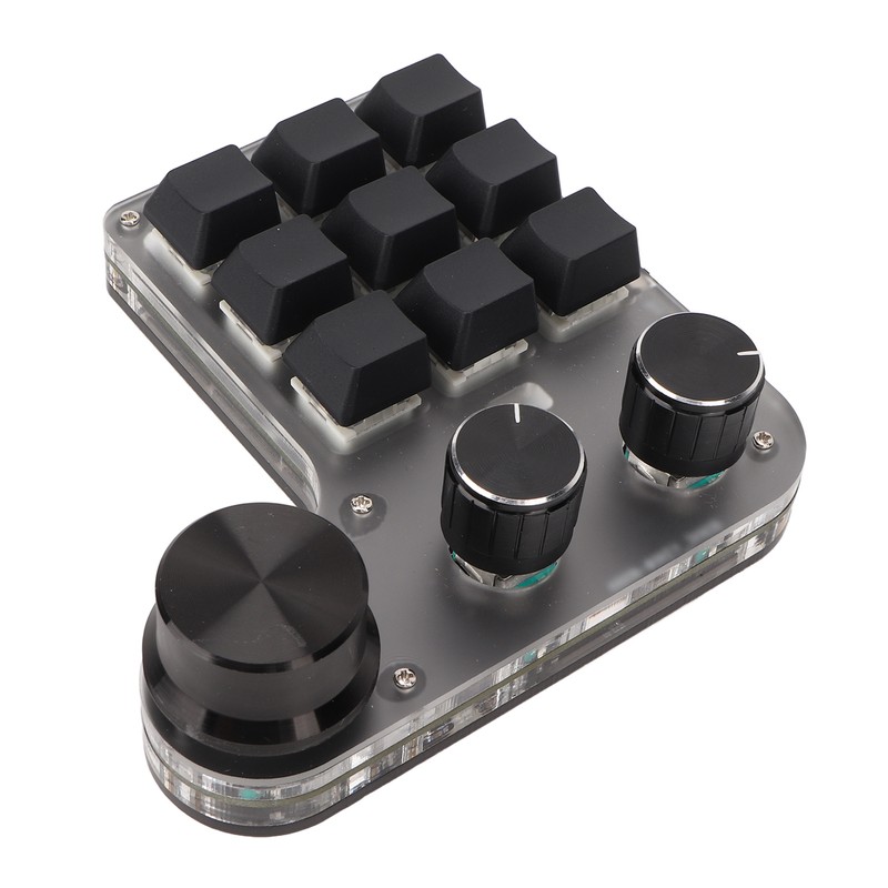 Programmable Macro Keyboard 9 Keys 3 Knobs USB Bluetooth Connection