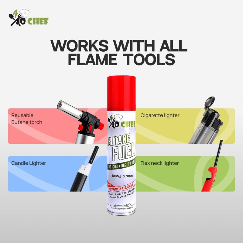 Jo Chef Butane Refill, Butane Torch Fuel Refill, Gas Lighter