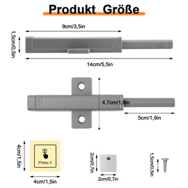 Push to Open Door Opener, Pack of 4 Magnetic Catch Pressure Door Opener, Magnetic Door Closure, for Kitchen Cupboard Drawer Push Opener Touch, Grey