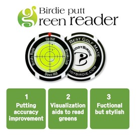BUDDYBIRDIE Birdie Putt Green Reader | Poker Chip Style Ball Marker Compact & Stylish Golf Putting & Green Reading Aid Bubble Level High Precision Alignment Reader Tool Golf