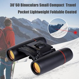 Fuworance 30X60 Mini Binoculars Small Compact Lightweight Foldable Coated Compact Roof Prism Pocket Binoculars with Carry Case Birdwatching Travel