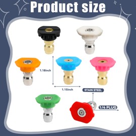 Pressure Washer Tips, Pressure Washer Nozzle Tips with Black Nozzle Holder, 1/4 Inch Quick Connect Power Washer Tips, 7 Nozzle Tips, 4000 PSI