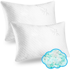 Xtreme Comforts 2-Pack Memory Foam Pillows Made in The USA - Queen Size, Slim Cooling Pillow for Sleeping on Side, Back & Stomach - Firm and Soft Bed Pillows