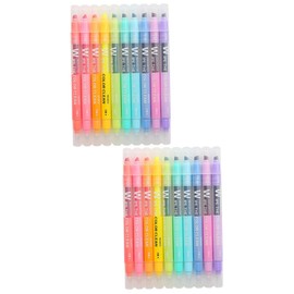 Operitacx 2sets 10-piece Double-ended Erasable Highlighter Pen Markers Pastel Liquid Highlighters for School Students 10pcs*2