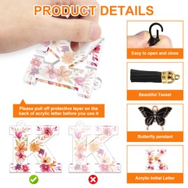 Oubaka Alphabet Initial Letter Keychain for Women, Acrylic Alphabet Keyrings Cute Letters Keyring Tassel Butterfly Pendant Key Ring for Backpack Handbag(Letter K)