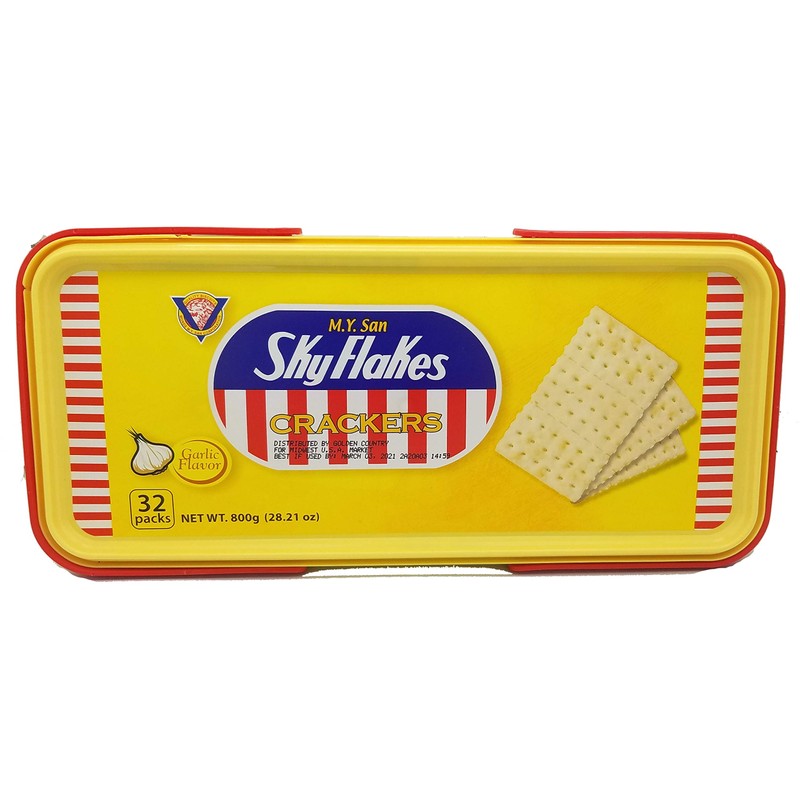 M.Y. San SkyFlakes Crackers Individually Wrapped Garlic Flavor 800g