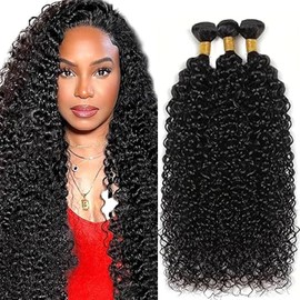 Hxxcoup Real Hair Wefts Blonde Human Hair Bundles Curly Wave Hair Bundles Natural Black Blonde Human Hair 100 g/pc Double Weft Ectensions for Women with Minimal Smell 24 26 28 Inches