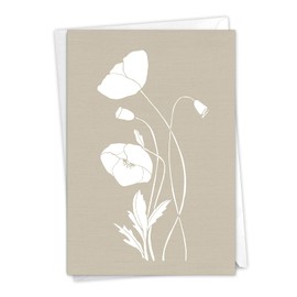 NobleWorks White Ink Florals - Sympathy Greeting Card with Envelope (4.63 x 6.75 Inch) - C8887ESMG