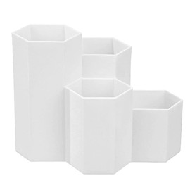 Multifunctional Pen Holder, Stationery Pen Holder Box, Plastic Pen Box, Desk Pen Holder, Pen Holder Storage Box, for Desktop Office and School Decoration, White