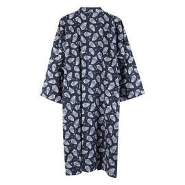 Qchomee Kimono Dressing Gown Men Yukata V-Neck Long Sleeve Sleeping Gown Skin-Friendly Bathrobe Japanese Sauna Gown L, Navy, navy