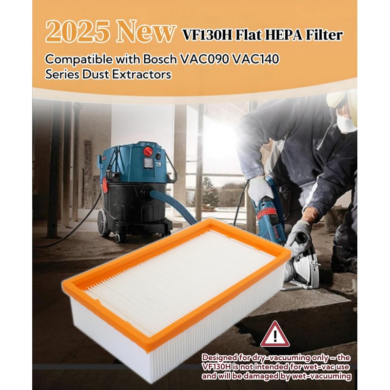 Taruimoo VF130H Flat HEPA Filter Compatible with Bosch VAC090/VAC140 Series