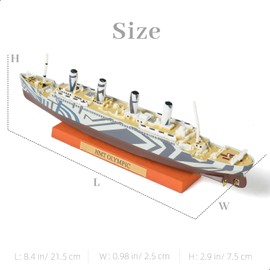 SEBUNAS 1/1250 HMT Olympic Cruise Ship Model Classic Alloy Metal Diecast Boat Model Legendary British Cruise con expositor de grano de madera Adecuado para colección o regalo para adultos