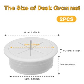 2Pcs 2 Inch Desk Grommet White Wire Cord Cable Grommets Hole Cover White Flexible Wire Cable Hole Cover Wire Pass Through, Desktop Equipment Wiring Management Wire Organizer for Managing and Hiding