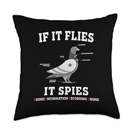 If It Flies, It Spies Birds Are Not Real Drone Anatomy Funny Throw Pillow
