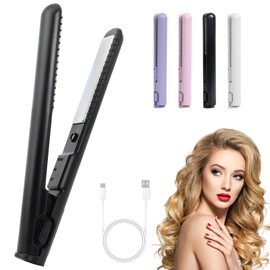 Mini Dual Purpose Curling Iron, 2025 New 2-in-1 Mini Curling Wand & Flat Iron Straightener, Portable Travel Straightener & Curling (Black)