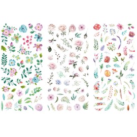 18 Sheets Green Stickers Sheets Small Stickers Guest Book Wedding Scrapbook Stickers Flowers for Scrapbooking Photo Album Sticker Book Sticker Album Diary Notebook Calendar Decoration