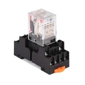 APIELE Electromagnetic Power Relay MY4NJ HH53P Coil 4PDT 4NO + 4NC 14 Pins 5A with Indicator Light with Socket (12V DC)