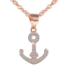 Yumilok Anchor Pendant Necklace 925 Sterling Silver Cubic Zirconia for Women Girls