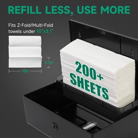 anydry Wall-Mounted Paper Towel Dispenser – Fits Tri-Fold Towels up to 10x3.1 Inches, Holds 200 Sheets, Ideal for Home & Commercial Use (Black)