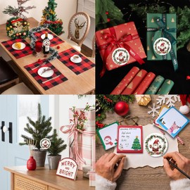 PATBIXES Christmas Ornament 2024, Cartoon Cute Gnome Holding Presents, Ideal for Family, Friends, Holiday, Home Decor, Xmas Tree Decor, 3Inch Round Ceramic Keepsake with Gift Box